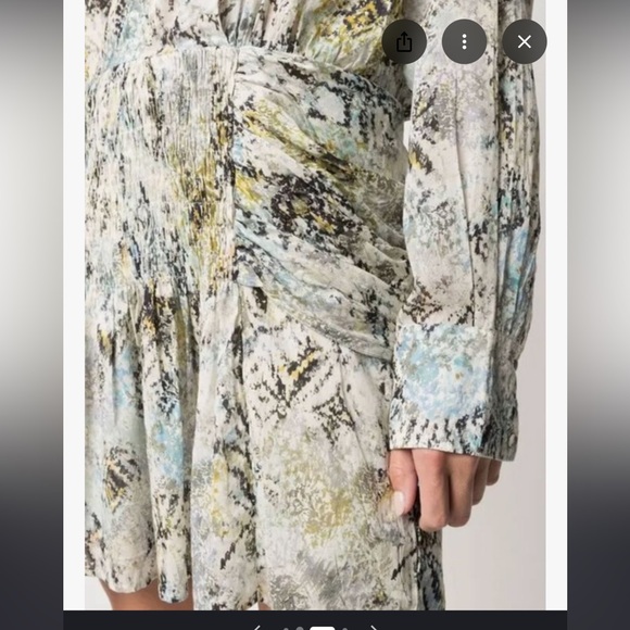 IRO Deniz Printed Long Sleeve Shirt Dress Green Multicolor NWT - Picture 11 of 11